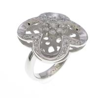 K18WG フラワー ダイヤモンドリング