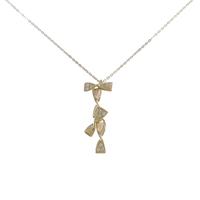 K18YG リボン ダイヤモンドネックレス