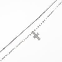 K18WG クロス ダイヤモンドネックレス