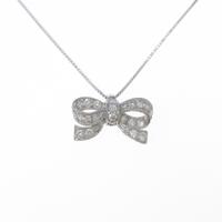 750WG／K18WG リボン ダイヤモンドネックレス
