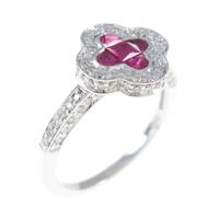 K18WG フラワー ルビーリング