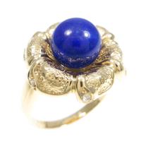 K18YG フラワー ラピスラズリリング