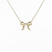 K18YG リボン ダイヤモンドネックレス