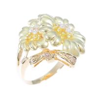 K18YG フラワー ダイヤモンドリング