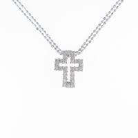 K18WG クロス ダイヤモンドネックレス