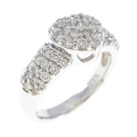 K18WG ハート パヴェ ダイヤモンドリング