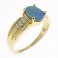 750YG ブラックオパールリング