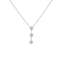 K18WG スリーストーン ダイヤモンドネックレス