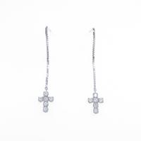 K18WG クロス ダイヤモンドピアス