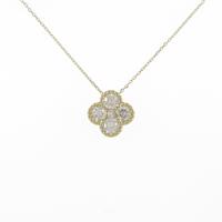 K18YG クローバー ダイヤモンドネックレス