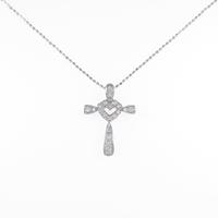 K18WG クロス ダイヤモンドネックレス