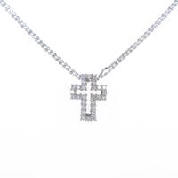 K18WG クロス ダイヤモンドネックレス