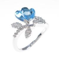 タサキ フラワー ブルートパーズリング