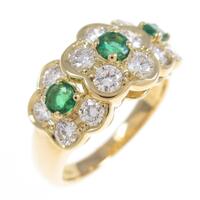 K18YG フラワー エメラルドリング