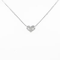 K18WG ハート ダイヤモンドネックレス