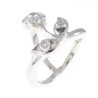 K18WG フラワー ダイヤモンドリング