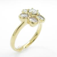 K18YG フラワー ダイヤモンドリング