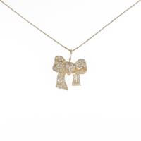 K18YG リボン ダイヤモンドネックレス