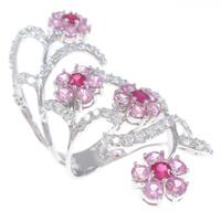 750WG フラワー カラーストーンリング