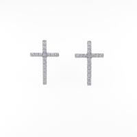 K18WG クロス ダイヤモンドピアス
