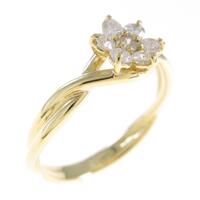 K18YG フラワー ダイヤモンドリング