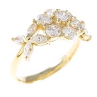 K18YG フラワー ダイヤモンドリング