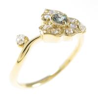 K18YG フラワー アレキサンドライトリング