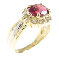 K18YG／PT ガーネットリング