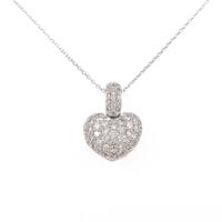 K18WG ハート パヴェ ダイヤモンドネックレス