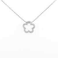 K18WG フラワー ダイヤモンドネックレス