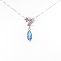 K18WG フラワー ブルートパーズネックレス