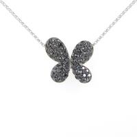 K18WG／K18BG／750WG バタフライ ダイヤモンドネックレス