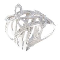 K18WG フラワー ダイヤモンドリング