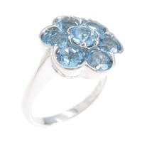 750WG フラワー ブルートパーズリング