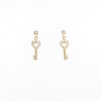 K18PG ハート×キー ダイヤモンドピアス