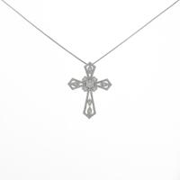 K18WG クロス ダイヤモンドネックレス