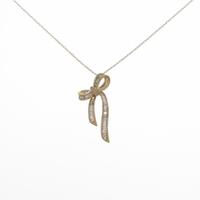 K18YG リボン ダイヤモンドネックレス