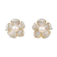 750YG／750WG フラワー アコヤパールイヤリング