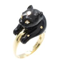 750YG キャット オニキスリング