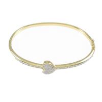 K18YG／K18WG ハート パヴェ ダイヤモンドバングル