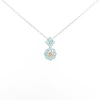 K18WG フラワー トルマリンネックレス