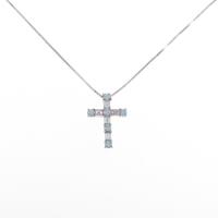 K18WG クロス ダイヤモンドネックレス