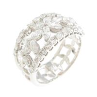 K18WG フラワー ダイヤモンドリング