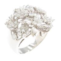 K18WG フラワー ダイヤモンドリング