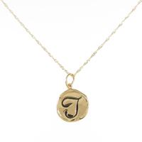 750YG／K18YG イニシャルT 樹脂ネックレス