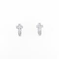 18KWG クロス ダイヤモンドピアス