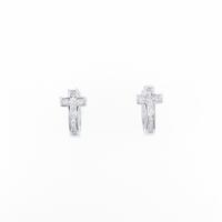 18KWG クロス ダイヤモンドピアス