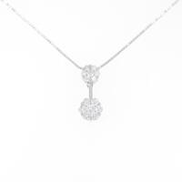 K18WG フラワー ダイヤモンドネックレス