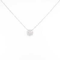 K18WG フラワー ダイヤモンドネックレス