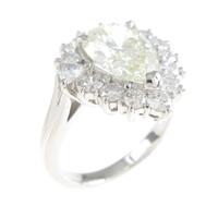 プラチナダイヤモンドリング 2．012ct・VLY・VVS2・ペアシェイプ